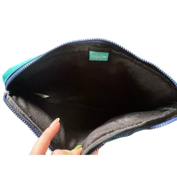 Kipling Nylon Laptop Sleeve Zipper Closure Money Keychain In Clay Teal & Purple - Picture 9 of 11